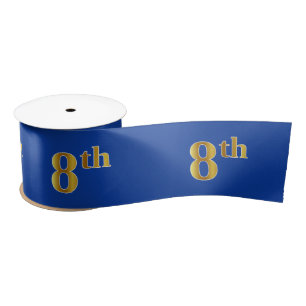 Faux/Imitation Gold "8th" Event Number (Blue) Satin Ribbon