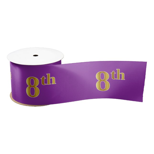 Faux/Imitation Gold "8th" Event Number (Purple) Satin Ribbon (Spool)