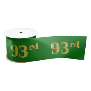 Faux/Imitation Gold "93rd" Event Number (Green) Satin Ribbon