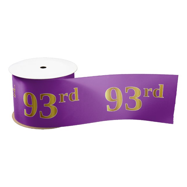 Faux/Imitation Gold "93rd" Event Number (Purple) Satin Ribbon (Spool)
