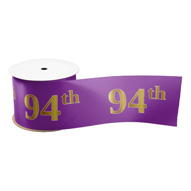 Faux/Imitation Gold "94th" Event Number (Purple) Satin Ribbon (Spool)