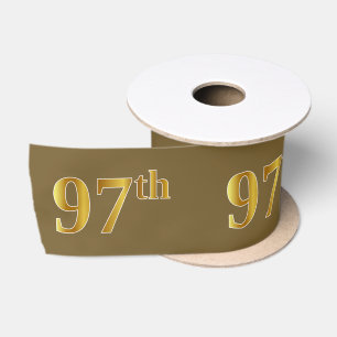 Faux/Imitation Gold "97th" Event Number (Brown) Satin Ribbon