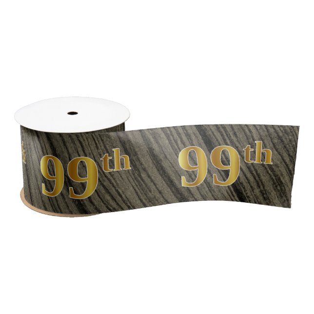 Faux/Imitation Gold "99th" Event Number (Rustic) Satin Ribbon (Spool)