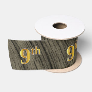 Faux/Imitation Gold "9th" Event Number (Rustic) Satin Ribbon