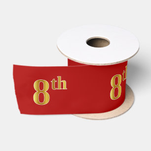Faux/Imitation Gold Look "8th" Event Number (Red) Satin Ribbon