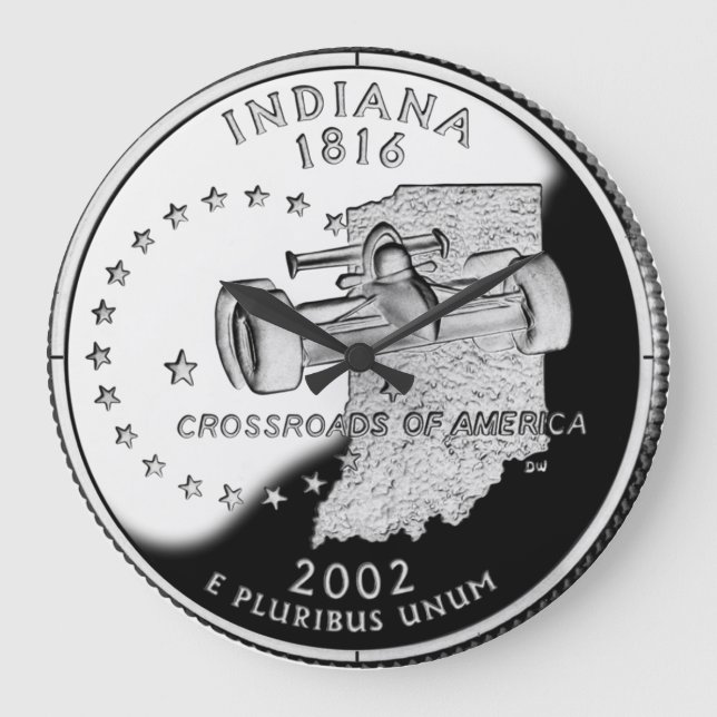 Faux Indiana State Quarter Large Clock (Front)