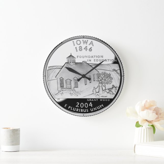 Faux Iowa State Quarter Large Clock (Home)