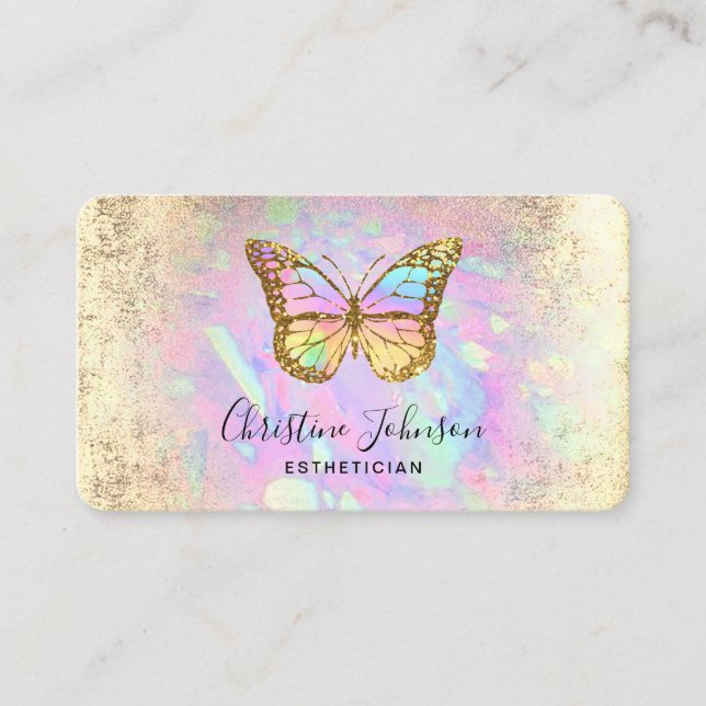 faux iridescent butterfly logo business card (Front)