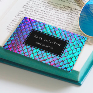 faux iridescent effect mermaid design business card