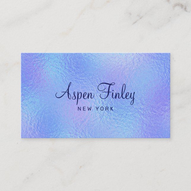 Faux Iridescent Foil Elegant Business Card (Front)