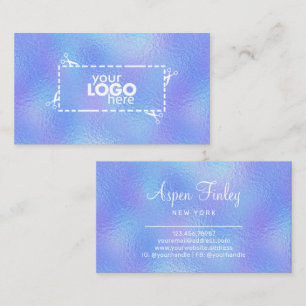 Faux Iridescent Foil Elegant Logo Business Card