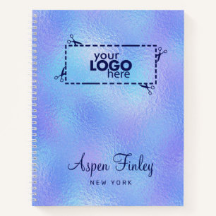 Faux Iridescent Foil Elegant Logo Notebook
