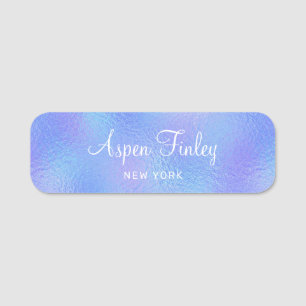 Faux Iridescent Foil Elegant Name Tag