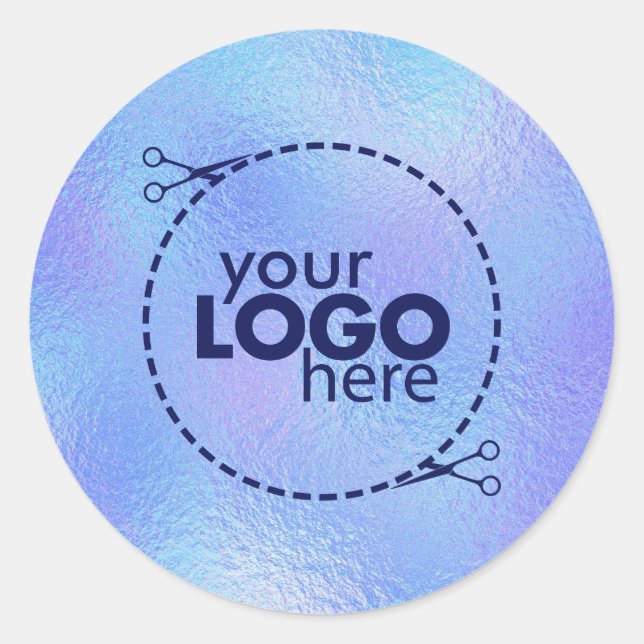 Faux Iridescent Foil Logo Classic Round Sticker (Front)
