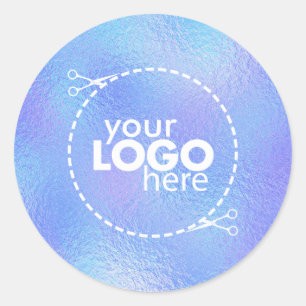 Faux Iridescent Foil Logo Classic Round Sticker
