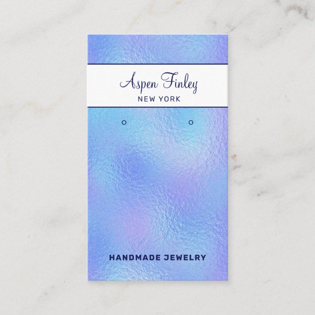 Faux Iridescent Foil Logo Earring Display Card (Front)