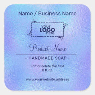 Faux Iridescent Foil Product Label Square Sticker