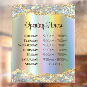 Faux Iridescent Gold Foil Glitter Opening Hours