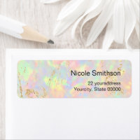 faux iridescent opal background labels