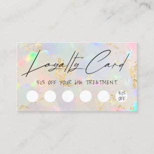 faux iridescent opal design loyalty card