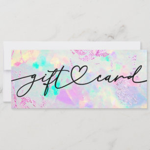 faux iridescent opal gift certificate