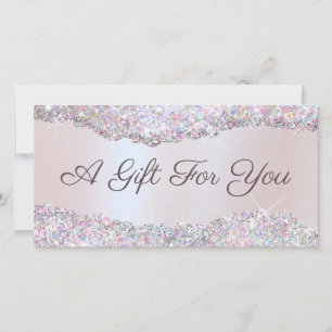 Faux iridescent pink glitter foil gift certificate