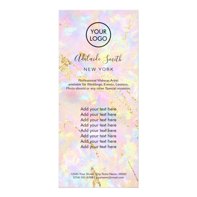 faux iridescent pink opal rack card (Front)