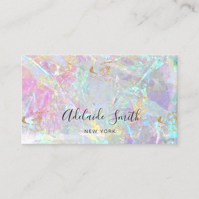 FAUX iridescent pink stone Business Card (Front)