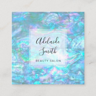 FAUX iridescent shell texture Square Business Card