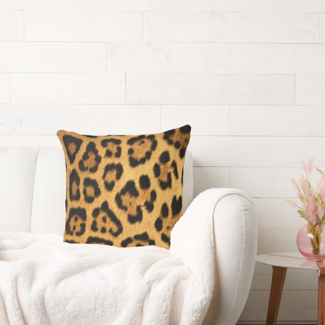 Faux Jaguar Skin Throw Pillow (Couch)