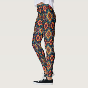 Faux knit Aztec tiled pattern Leggings