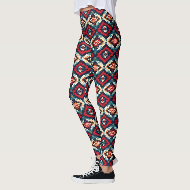 Faux knit Aztec tiled pattern  Leggings (Left)