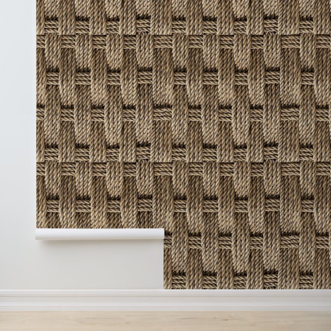 Faux Knitted Cotton Ropes Wallpaper (Application)