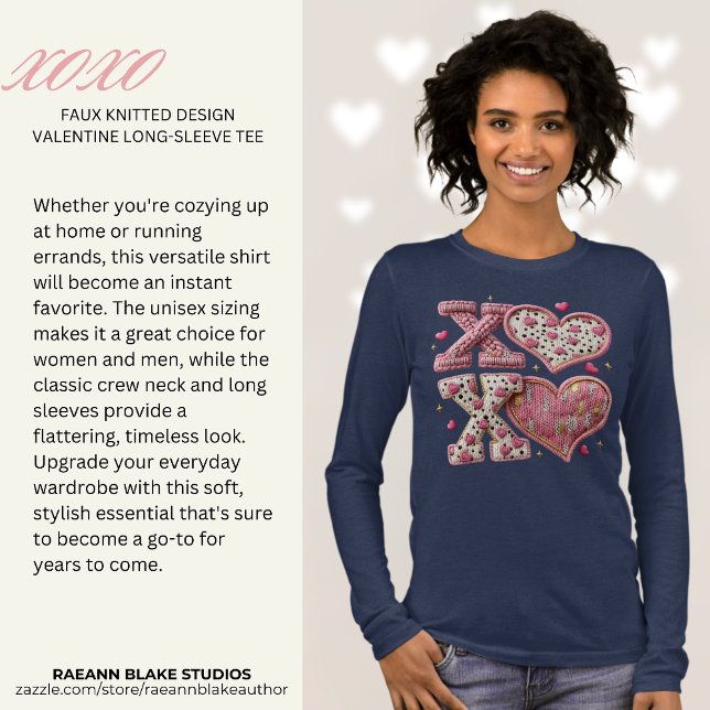 Faux Knitted-Design XOXO Valentine Long Sleeve  Tri-Blend Shirt (Creator Uploaded)