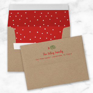Faux Kraft and Red Dot Return Address Holiday Envelope
