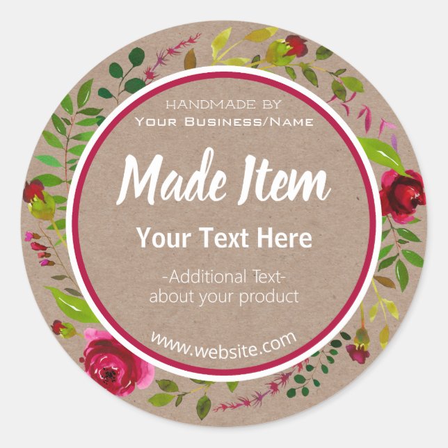 Faux Kraft Customisable DIY Handmade Home Business Classic Round Sticker (Front)