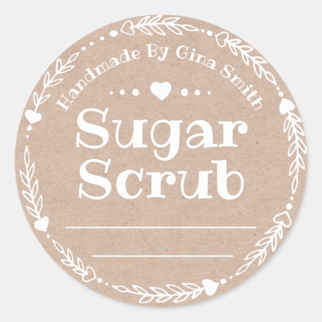 Faux Kraft For Handmade Sugar Scrub Classic Round Sticker (Front)
