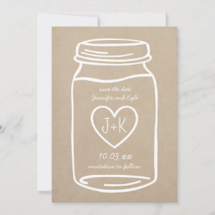 Faux Kraft Paper rustic mason jar save the date