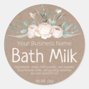 Faux Kraft Sticker Label For Homemade Bath Milk