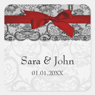 Faux lace and ribbon red ,black envelope seals