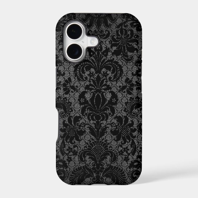 faux lace black grey damask pattern (Back)