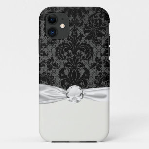 faux lace black grey damask pattern Case-Mate iPhone case