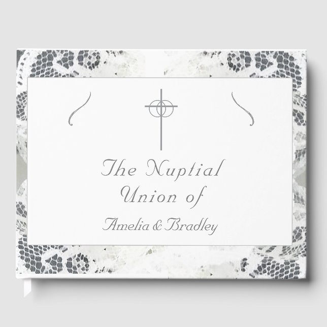 Faux Lace Wedding  Guest Book (Front)