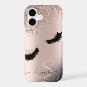 Faux Lashes Black Glitter Diamonds Rose Gold