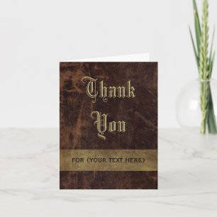 Faux Leather Brown/Gold Executive Thank You Custom Card
