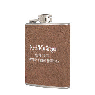 Faux Leather Brown Graduation Gift Hip Flask