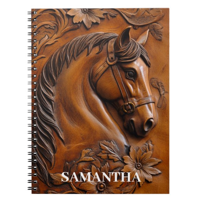 Faux Leather Horse Personalised  Notebook (Front)