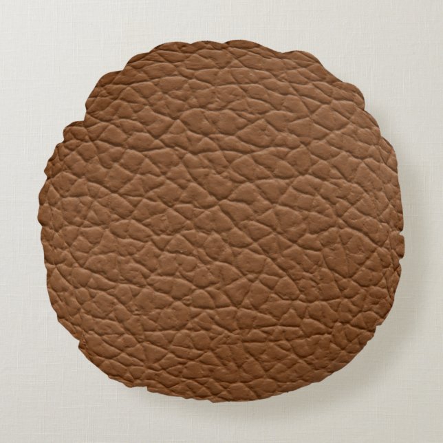 Faux leather light brown shades major texture. abs round cushion (Front)