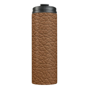 Faux leather light brown shades major texture. abs thermal tumbler