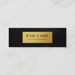 Faux Leather / Metallic Gold Mini Business Card